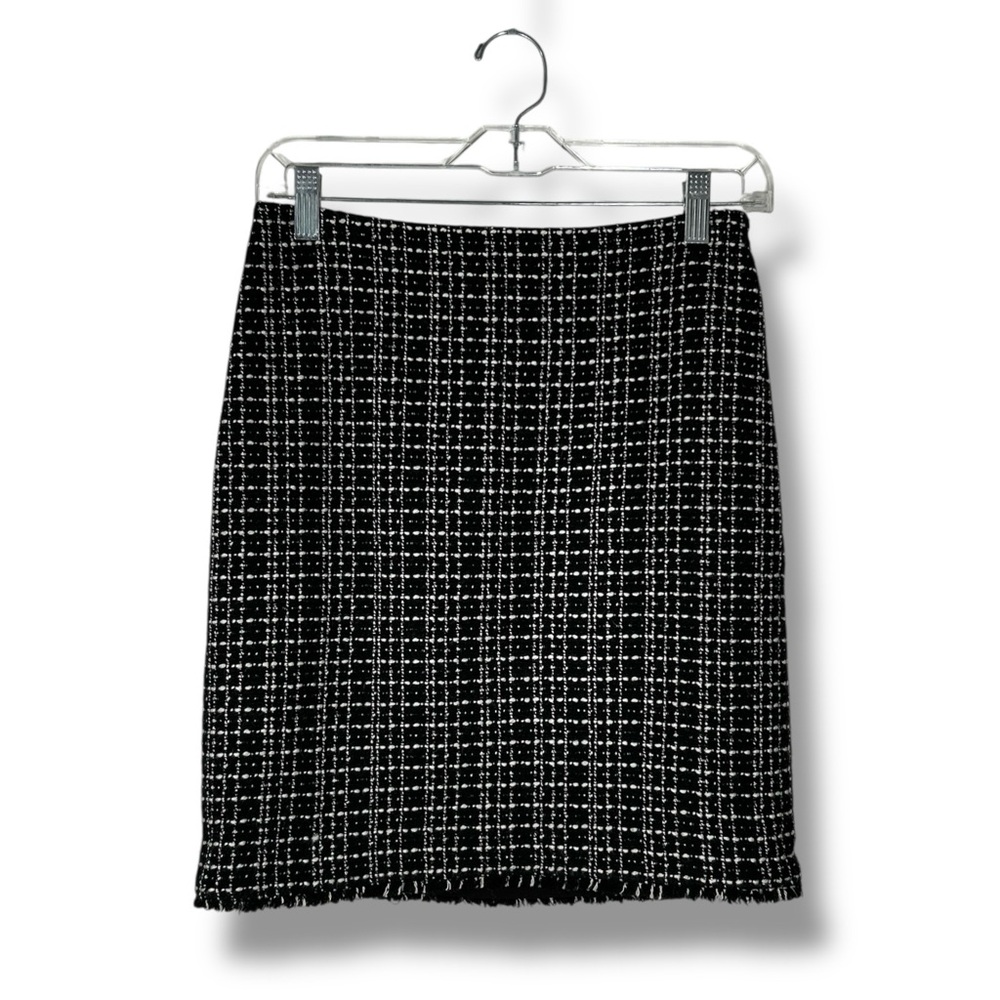 Ann Taylor Wool Blend Tweed Frayed Hem Pencil Skirt Size 0 - “Aveline”
